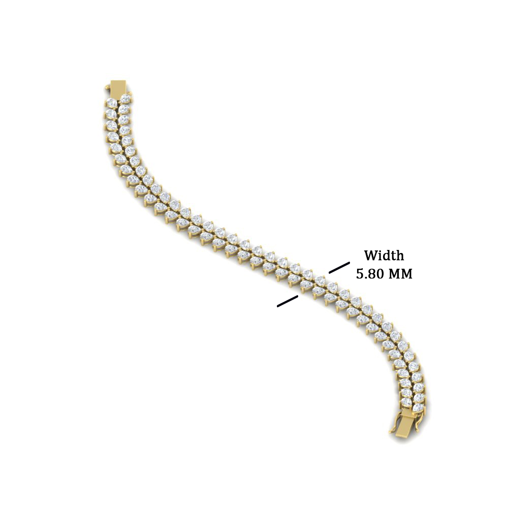 Pear Shaped Petal Style Tennis Bracelet with 14K Yellow Gold White Diamond